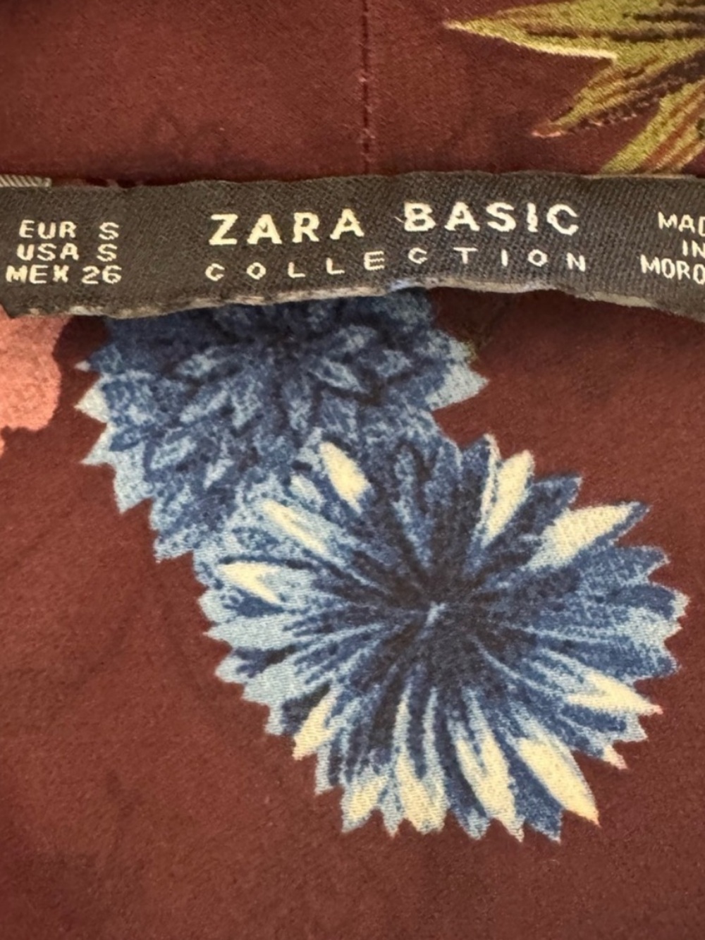 Zara Women's Floral Wrap Long Sleeve Lightweight Blouse Top, Burgundy, Size S - Picture 11 of 11